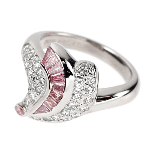 希少 Pt900 天然ピンク/カラーレス ダイヤモンド リング PD0.40ct D0