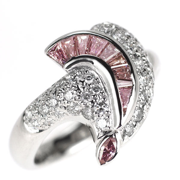 希少 Pt900 天然ピンク/カラーレス ダイヤモンド リング PD0.40ct D0