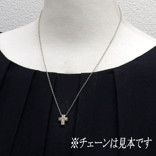 K18YG プリンセスカット ダイヤモンド ペンダントトップ クロス ミステリーセッティング