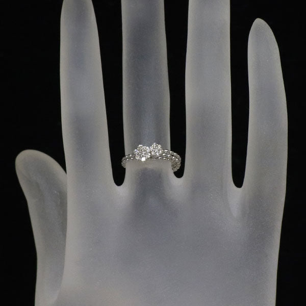 K18WG ダイヤモンド フリーサイズリング 0.15ct 形状記憶 フラワー  5号～