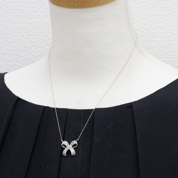 K18WG ダイヤモンド ペンダントネックレス 0.64ct リボン