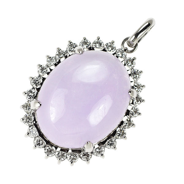 Pt900 ラベンダー 翡翠 ダイヤモンド ペンダントトップ 21.15ct D1.488ct