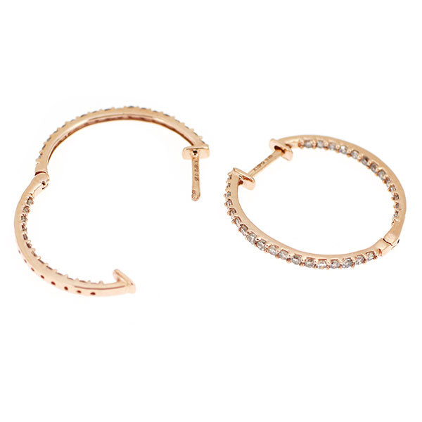 K18PG シングルカット ダイヤモンド フープ ピアス 0.50ct