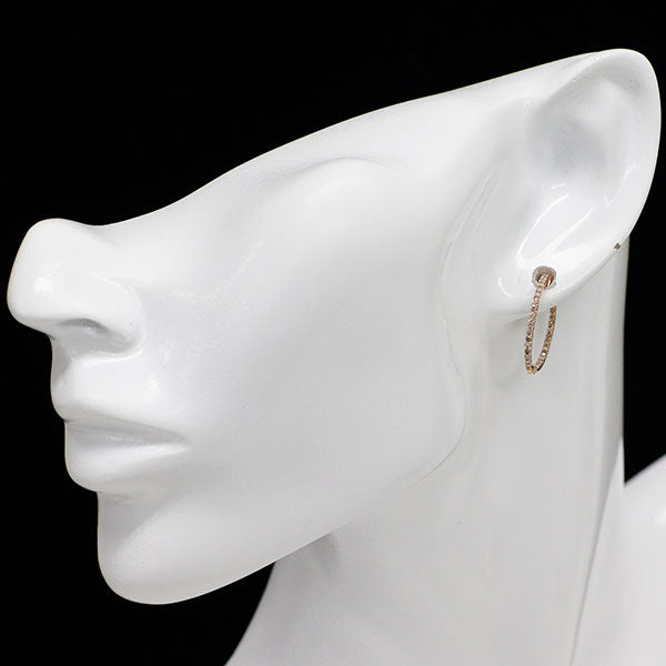 K18PG シングルカット ダイヤモンド フープ ピアス 0.50ct