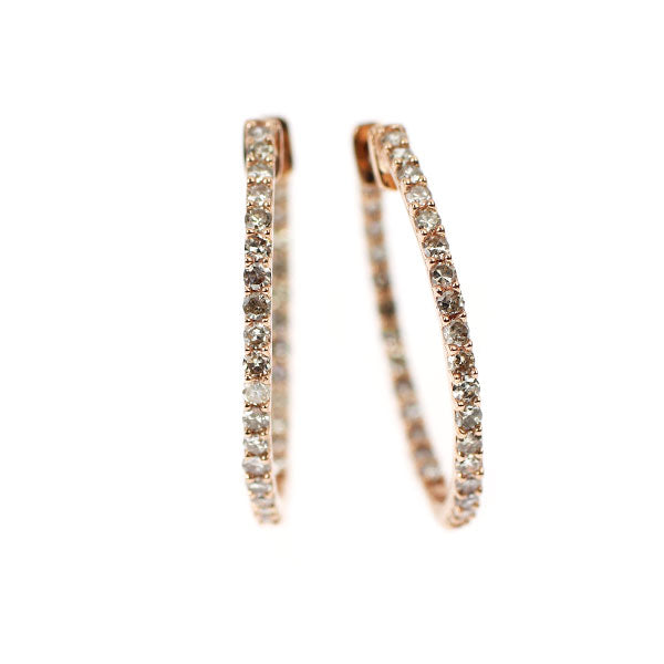 K18PG シングルカット ダイヤモンド フープ ピアス 0.50ct