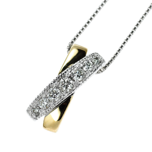 K18YG/ K18WG ダイヤモンド ペンダントネックレス 0.25ct