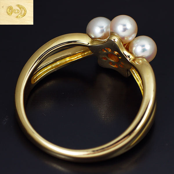 田崎真珠 K18YG ルビー アコヤ真珠 リング 径約3.7mm フラワー