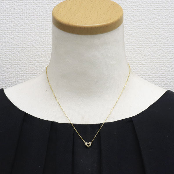 ポンテヴェキオ K18YG ダイヤモンド ペンダントネックレス 0.17ct パヴェ ハート