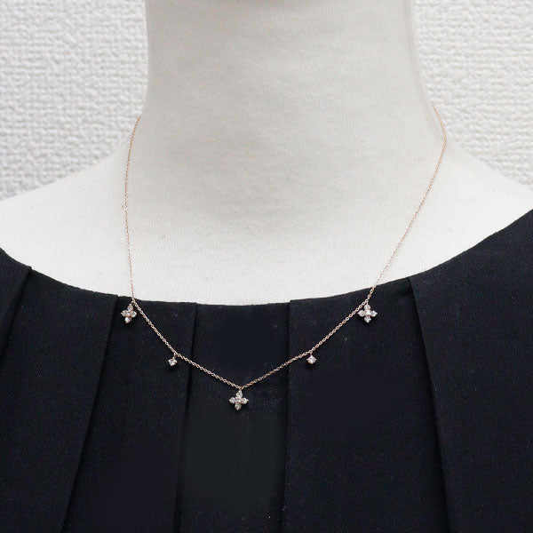 K18PG ダイヤモンド ネックレス 0.50ct ステーション フラワー
