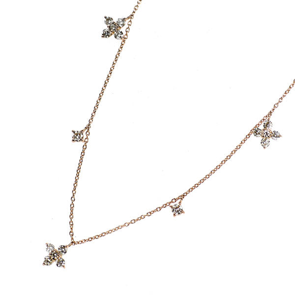 K18PG ダイヤモンド ネックレス 0.50ct ステーション フラワー