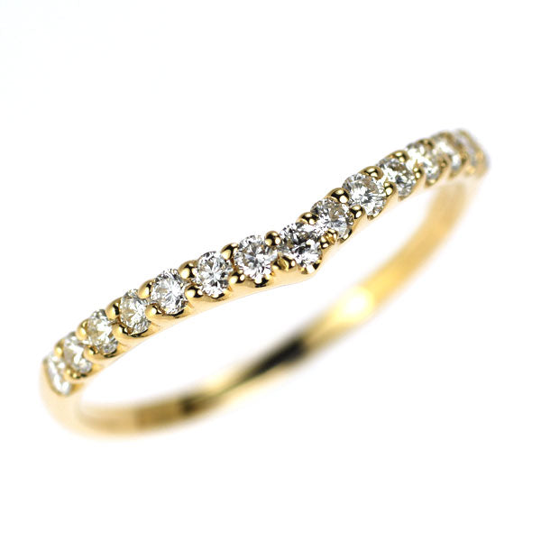 K18YG ダイヤモンド リング 0.25ct  ハーフエタニティ V字