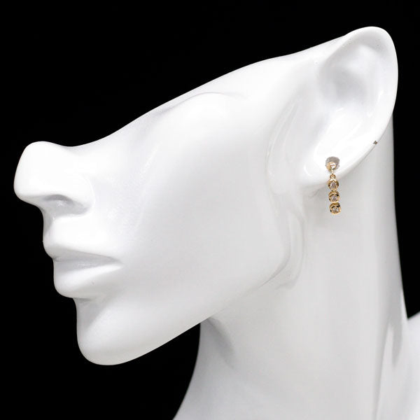 K18YG ダイヤモンド ピアス 0.20ct スリーストーン