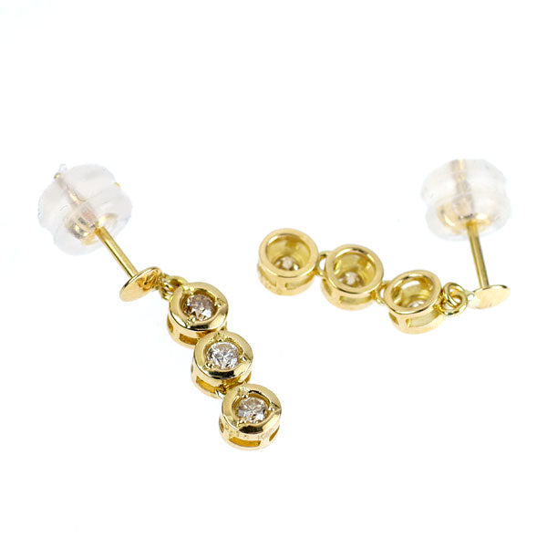 K18YG ダイヤモンド ピアス 0.20ct スリーストーン