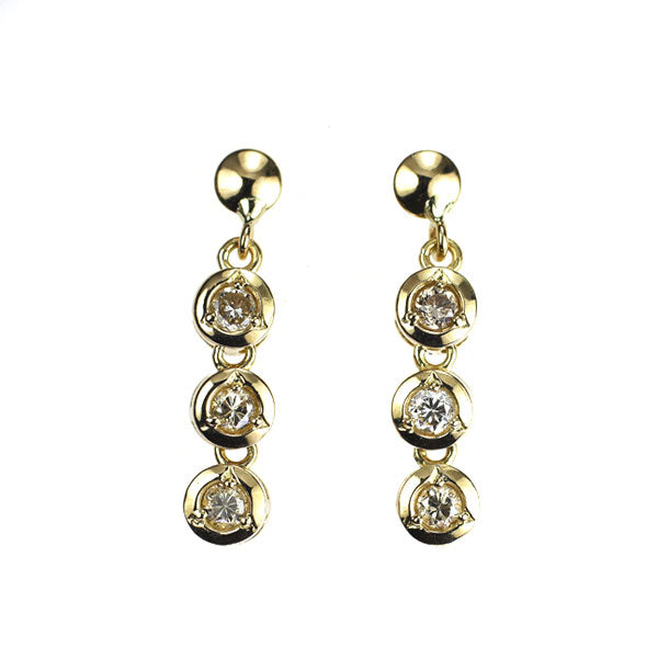 K18YG ダイヤモンド ピアス 0.20ct スリーストーン