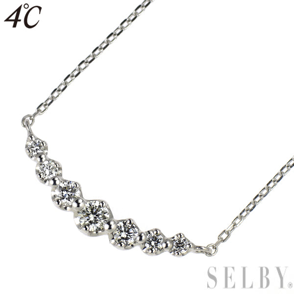 4℃ K18WG ダイヤモンド ペンダントネックレス