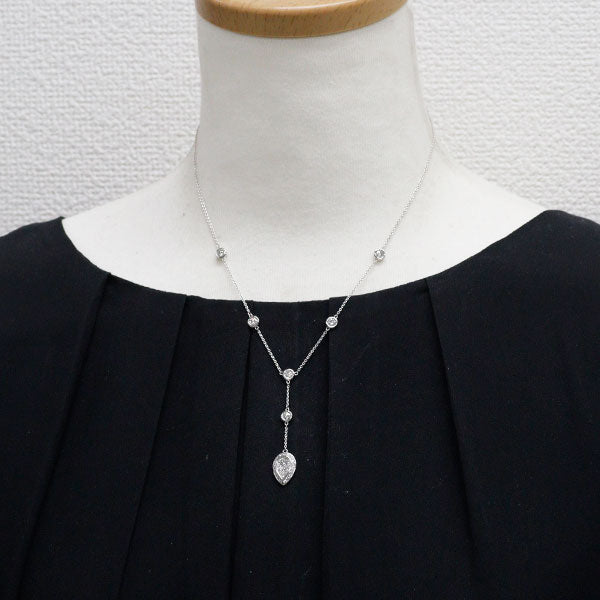 K18WG ダイヤモンド ネックレス 1.15ct ステーション Yデザイン