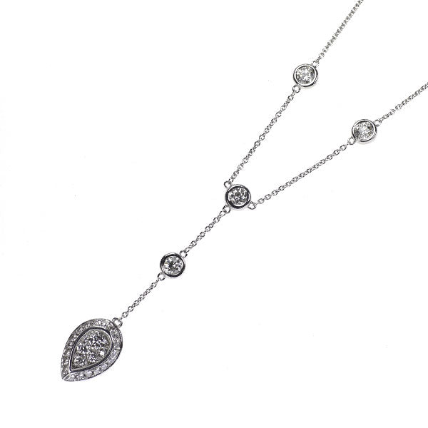 K18WG ダイヤモンド ネックレス 1.15ct ステーション Yデザイン