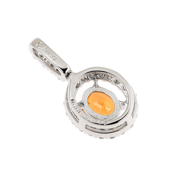 K18WG オレンジサファイア ダイヤモンド ペンダントトップ 0.33ct D0.17ct