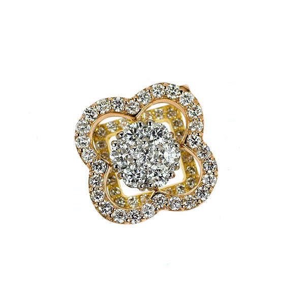 K18PG/YG/ Pt900 ダイヤモンド ペンダントトップ 0.70ct フラワー