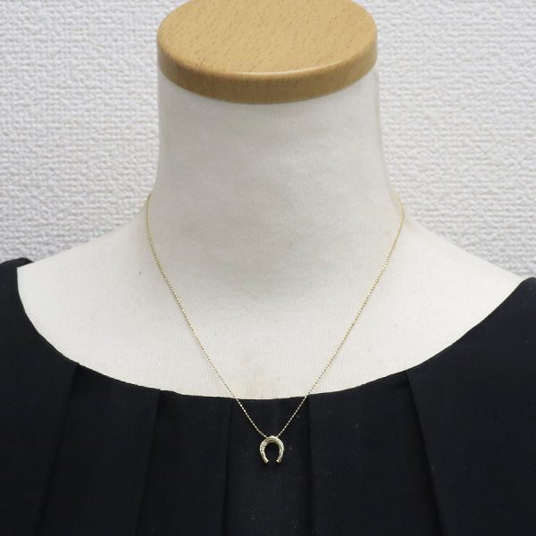 K10YG ダイヤモンド ペンダントネックレス 0.01ct 馬蹄 ホースシュー 2way