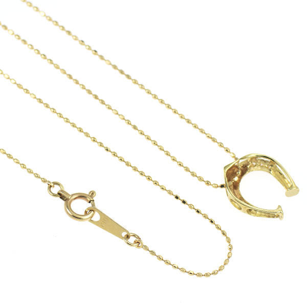 K10YG ダイヤモンド ペンダントネックレス 0.01ct 馬蹄 ホースシュー 2way