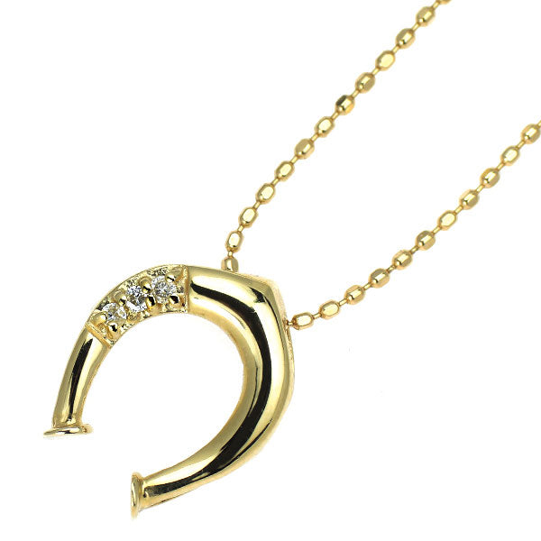 K10YG ダイヤモンド ペンダントネックレス 0.01ct 馬蹄 ホースシュー 2way