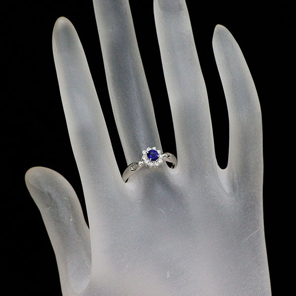 Pt900 サファイア ダイヤモンド リング 0.35ct D0.20ct