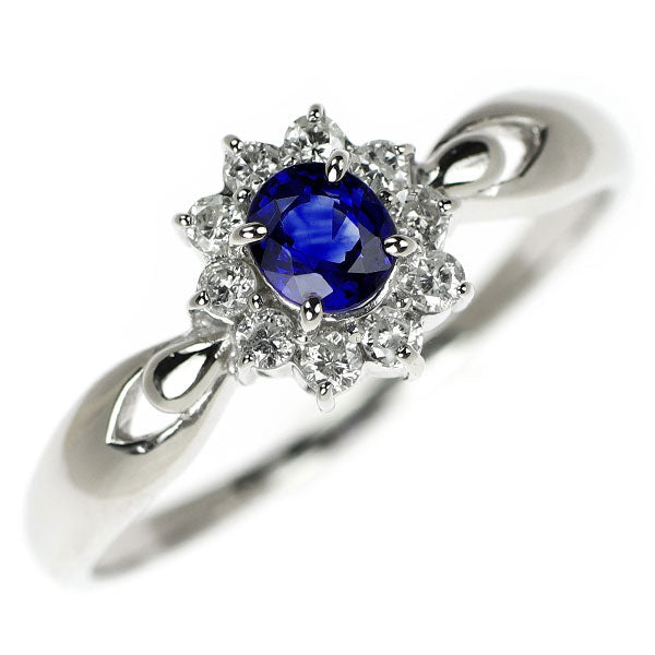Pt900 サファイア ダイヤモンド リング 0.35ct D0.20ct