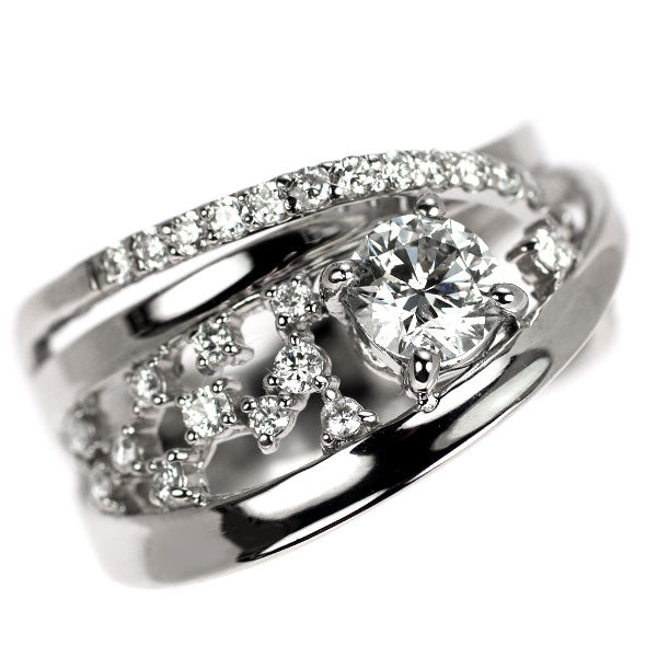Pt900 ダイヤモンド リング 0.468ct D0.30ct