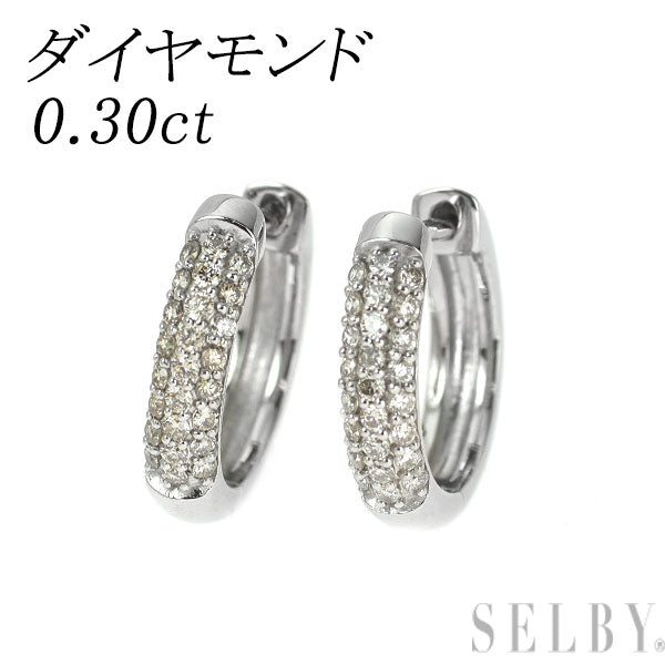 Pt900 ダイヤモンド フープ ピアス 0.30ct