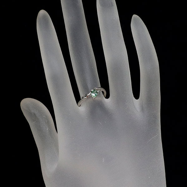 Pt900 グリーントルマリン ダイヤモンド リング D0.02ct