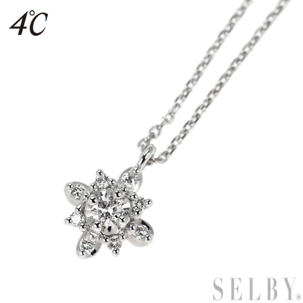 4℃ Pt850 ダイヤモンド ペンダントネックレス
