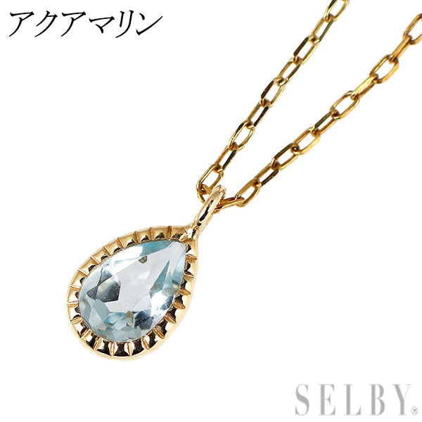 K10YG アクアマリン ペンダントネックレス