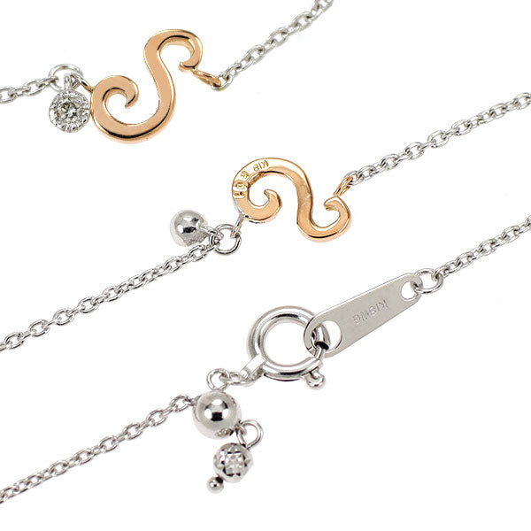 K18WG/PG ダイヤモンド ブレスレット 0.01ct