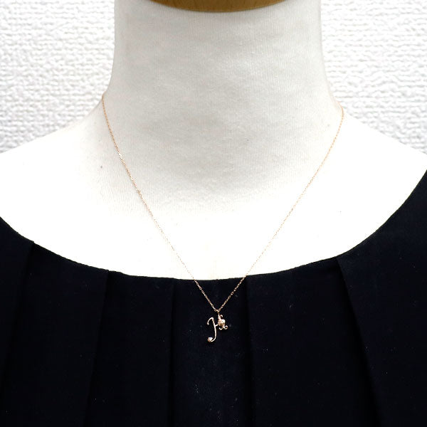 K10PG ダイヤモンド ペンダントネックレス 0.01ct イニシャル「H」