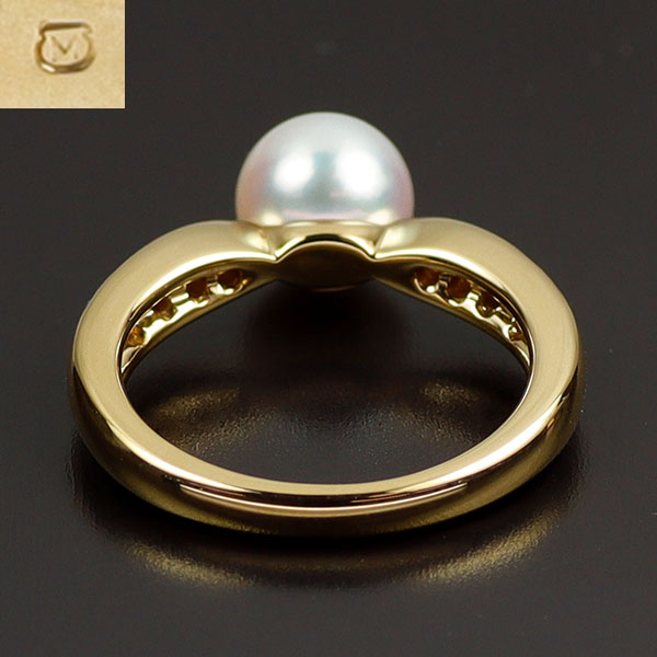 ミキモト K18YG アコヤ真珠 ダイヤモンド リング 径約6.4mm — セルビー