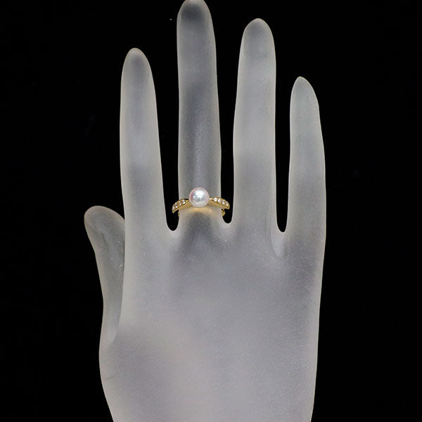 ミキモト K18YG アコヤ真珠 ダイヤモンド リング 径約6.4mm — セルビー