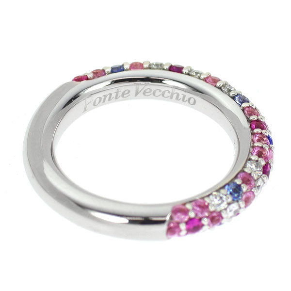 ポンテヴェキオ K18WG カラーサファイア ダイヤモンド ピンキーリング 0.73ct D0.18ct ピッコリーニ ランポーネ