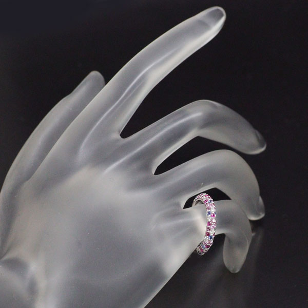 ポンテヴェキオ K18WG カラーサファイア ダイヤモンド ピンキーリング 0.73ct D0.18ct ピッコリーニ ランポーネ