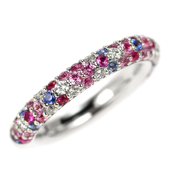 ポンテヴェキオ K18WG カラーサファイア ダイヤモンド ピンキーリング 0.73ct D0.18ct ピッコリーニ ランポーネ