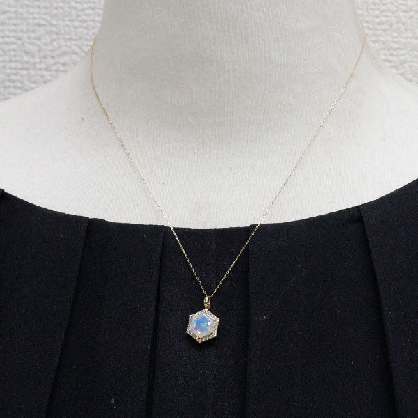 K18YG オパール ダイヤモンド ペンダントネックレス 1.00ct D0.20ct