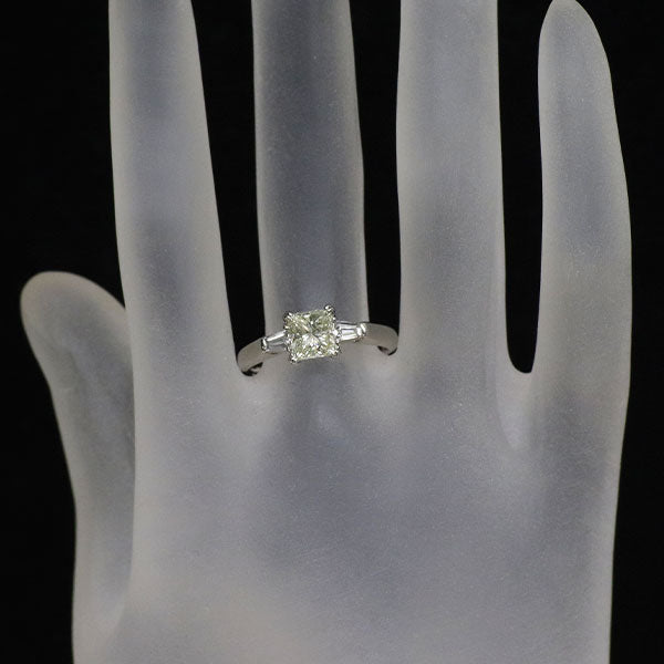 Pt900 プリンセスカット ダイヤモンド リング 1.070ct VLY VS1 D0.26ct