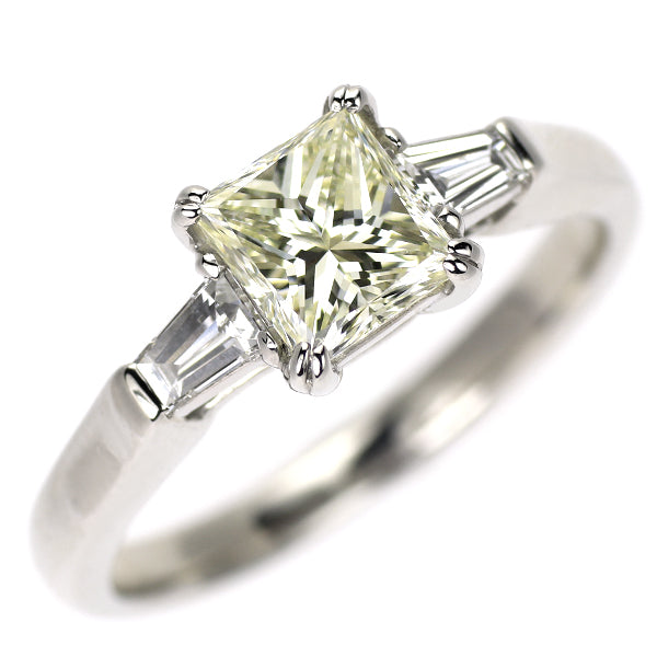 Pt900 プリンセスカット ダイヤモンド リング 1.070ct VLY VS1 D0.26ct
