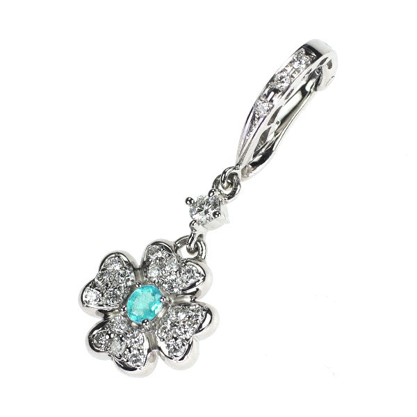 Pt900 パライバトルマリン ダイヤモンド ペンダントトップ 0.08ct D0.27ct クローバー