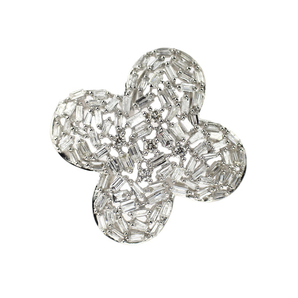 K18WG ダイヤモンド ペンダントトップ 0.50ct クローバー フラワー