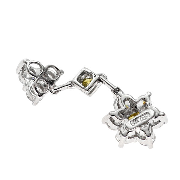 K18WG トリートイエロー/カラーレス ダイヤモンド ペンダントトップ 0.70ct フラワー