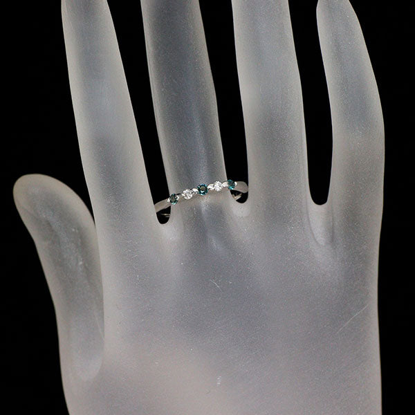 希少 K18WG アレキサンドライト ダイヤモンド リング 0.15ct D0.10ct