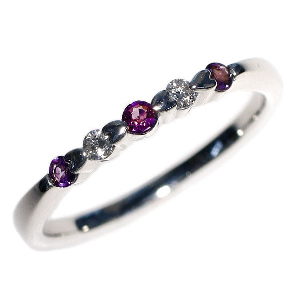 希少 K18WG アレキサンドライト ダイヤモンド リング 0.15ct D0.10ct