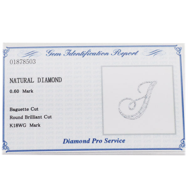 K18WG ダイヤモンド ペンダントトップ 0.60ct アルファベット「J