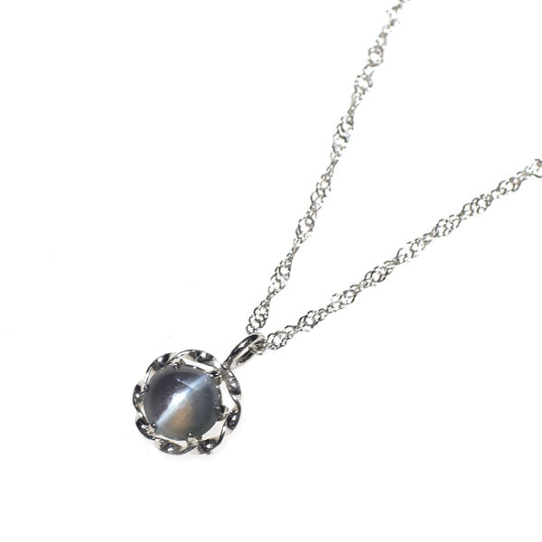 希少 Pt900/K10WG アレキサンドライトキャッツアイ ペンダントネックレス 0.35ct